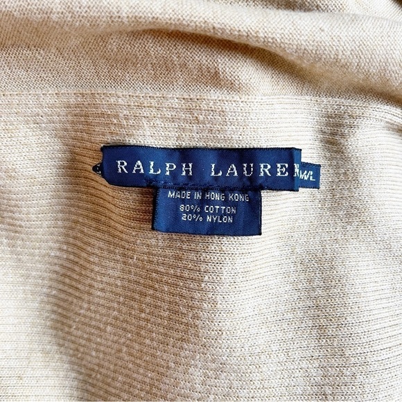 RALPH LAUREN Knit Cardigan Sweater with Long Front Size M / L in Heather Camel - Picture 13 of 16